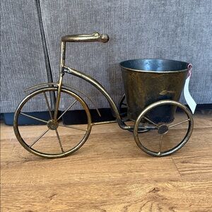 Gold Metal Tricycle Planter
